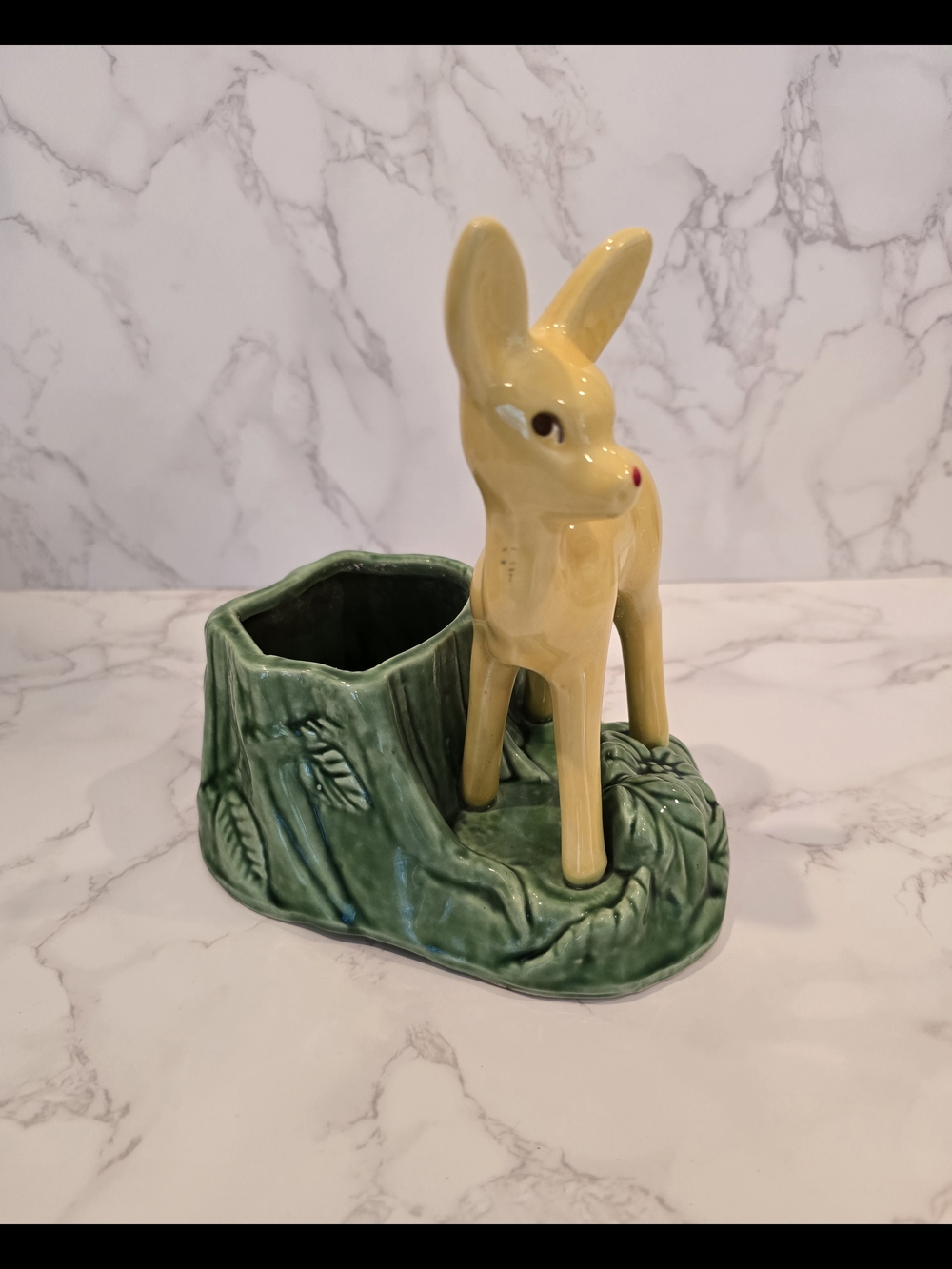 Vintage Shawnee Pottery Deer/Fawn with Log MCM Planter in Great Condition